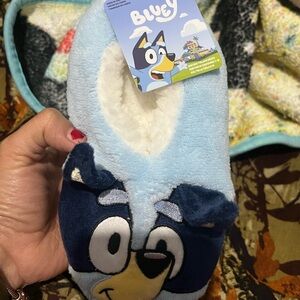 Kids Light Blue Plush One-Piece Slippers